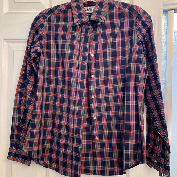 Woolrich Plaid Button Up Navy & Red Shirt sz 8 - Picture 7 of 7